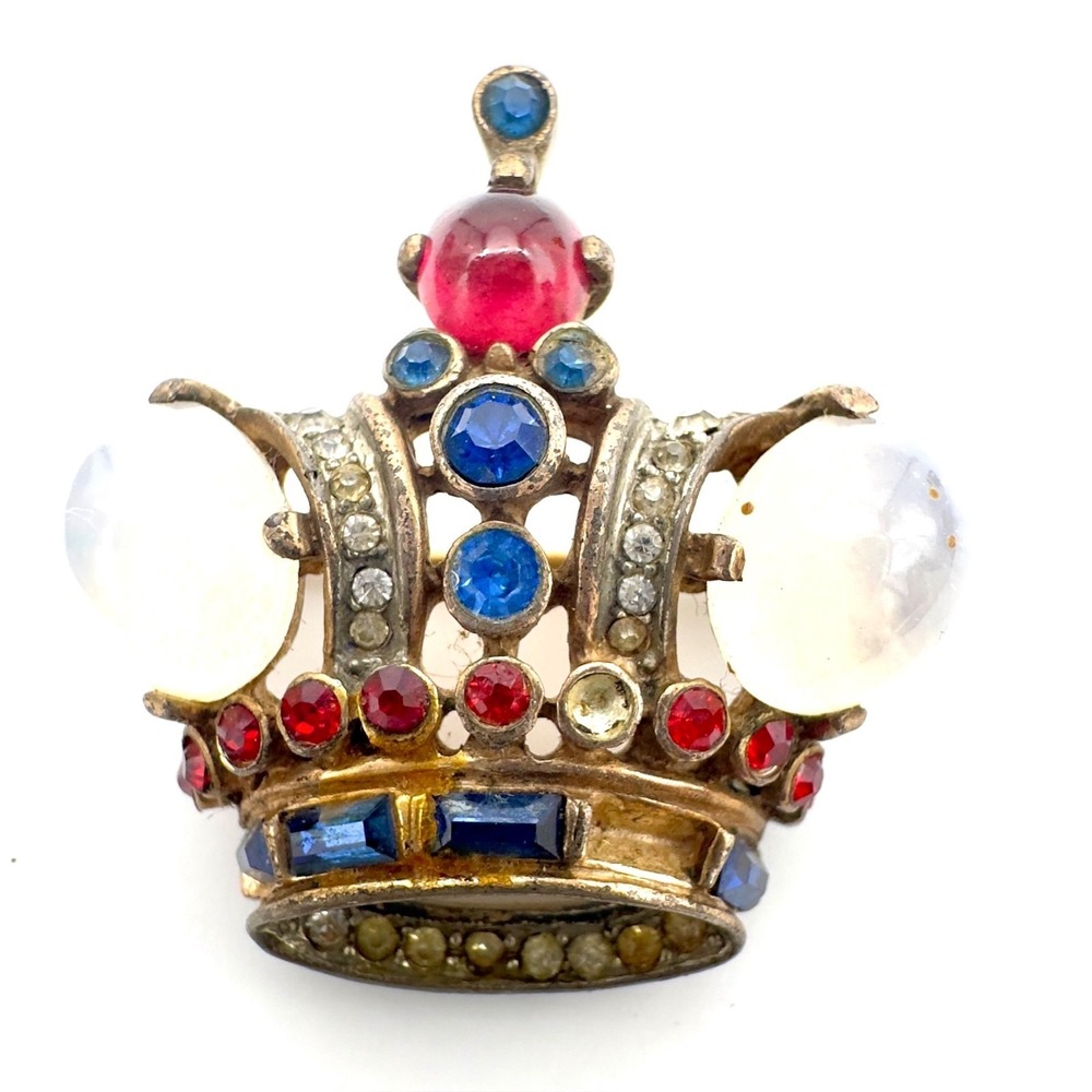 Vintage Trifari Jelly Belly Crown Pin Brooch Sterling Silver Alfred Filippe